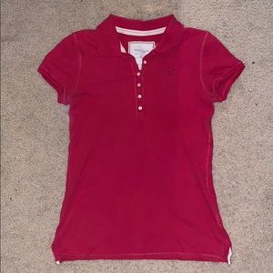 American Eagle red polo button up